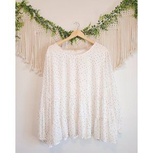 New A Beautiful Soul White Long Sleeve Colorful Confetti Blouse, Size 3X